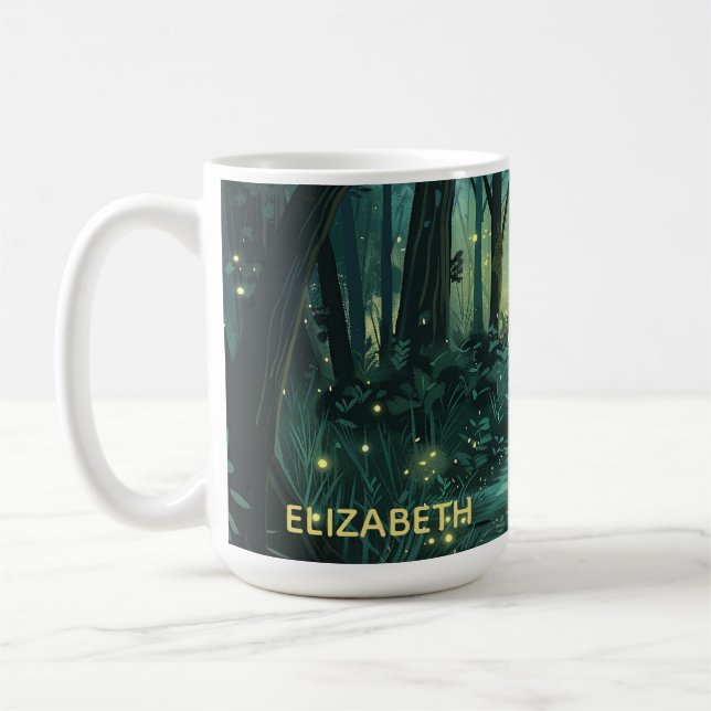 Caneca De Café Floresta de Luz Fada Personalizada (Esquerda)