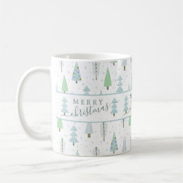 Caneca De Café Floresta de Natal Moderna Verde Azul