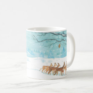 Caneca De Café Floresta de neve de inverno Roe Deer