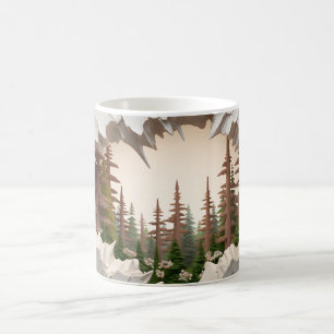 Caneca De Café Floresta de Sequoias 3D