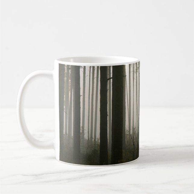 Caneca De Café floresta e silhuetas de árvores na natureza (Esquerda)