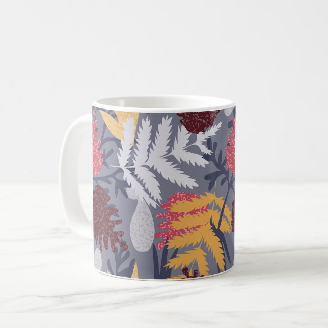 Caneca De Café Floresta Folga Padrão Azul Quebra Natureza (Frente Esquerda)