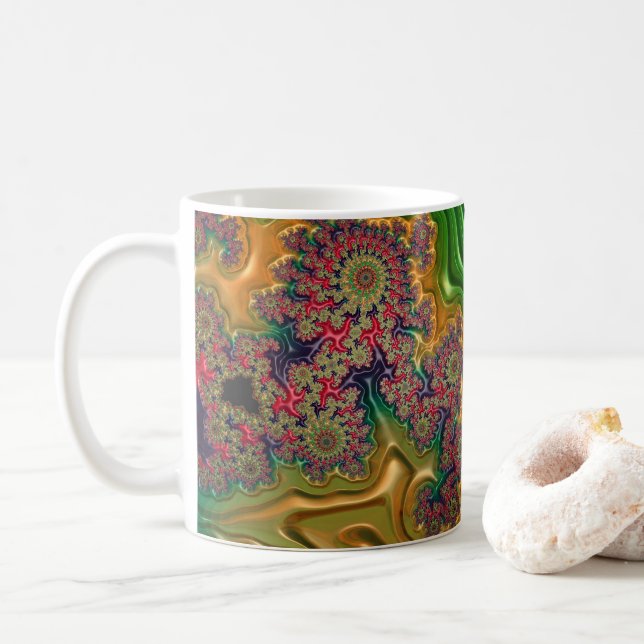 Caneca De Café Floresta Fractal (Com Donut)