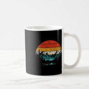 Caneca De Café Floresta Montanhosa do Pôr do Sol Retro Camping Na