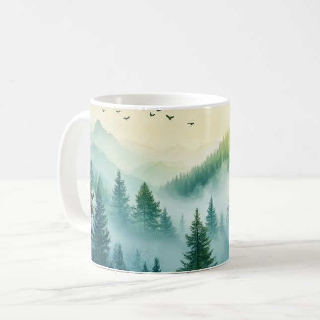 Caneca De Café Floresta Nebulosa (Frente Esquerda)