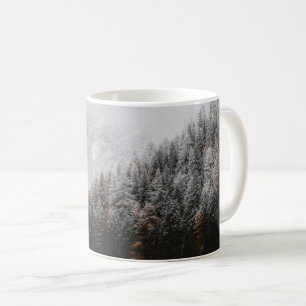 Caneca De Café Floresta negra e branca, montanhas,