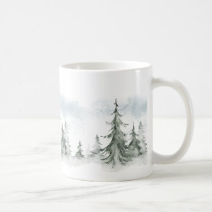 Caneca De Café Floresta Rústica de Queda de Aquarela Inverno