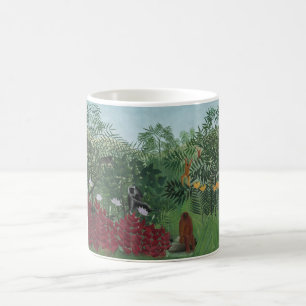 Caneca De Café Floresta Tropical com Macacos e Cobra (Rousseau)