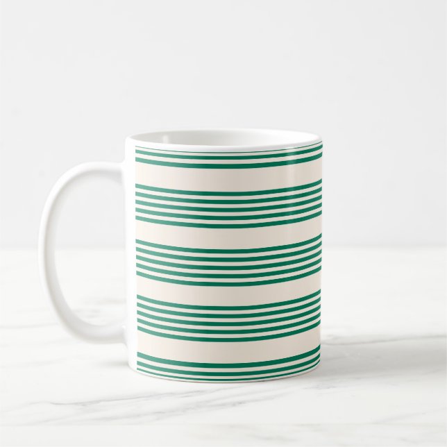 Caneca De Café Floresta verde e bege cinco faixas padrão (Esquerda)