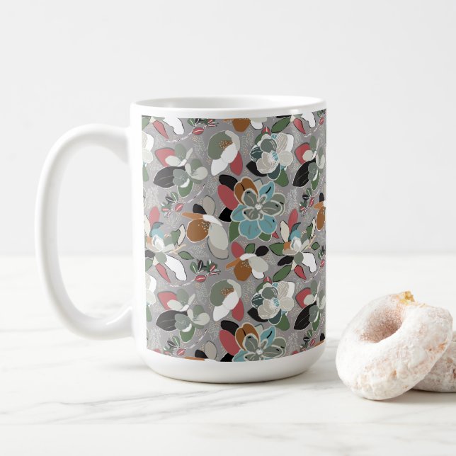 Caneca De Café Florestas de inverno Cinza preto (Com Donut)