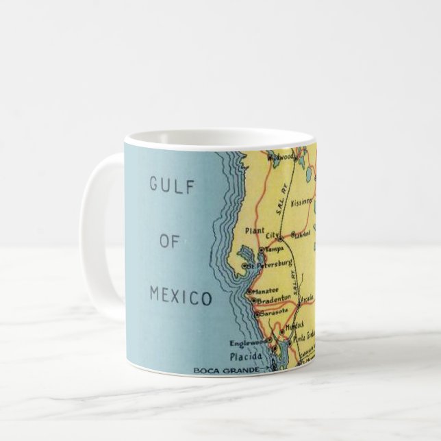 Caneca De Café Flórida Antiga Golfo do México (Frente Esquerda)
