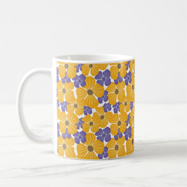 Caneca De Café Flórida do estilo moderno, abstrato, decorativa  (Esquerda)
