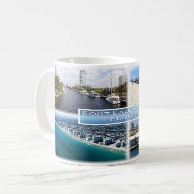 Caneca De Café Flórida dos EUA - Fort Lauderdale - O Novo Rio (Frente Esquerda)
