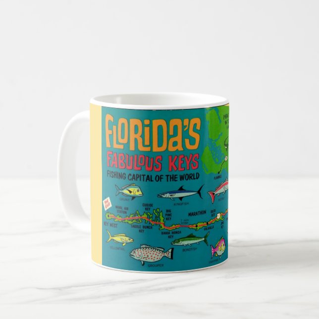Caneca De Café Flórida Keys Pescaria Mug (Frente Esquerda)