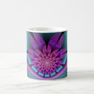 Caneca De Café Flower Fractal - Incomum - Padrão Colorida Fantasi