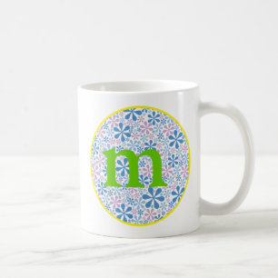Caneca De Café Flower power azul/verde