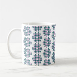 Caneca De Café Flower Shape Plaid Pink Teal
