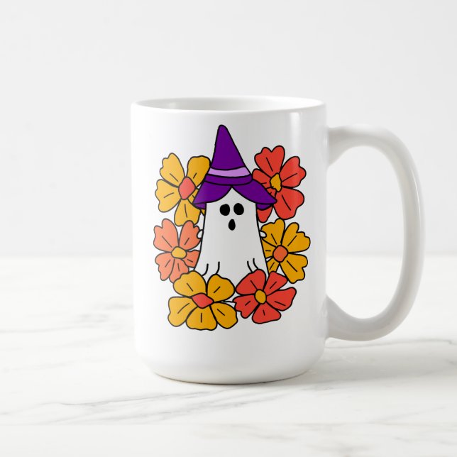 Caneca De Café Flower Wreath do Fantasma do Fantasma (Direita)