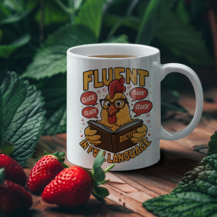 Caneca De Café Fluente em Língua Fowl no Linguista Clucky