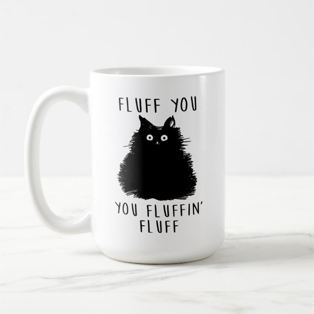 Caneca De Café Fluff Você Desenho De Gato Preto (Esquerda)