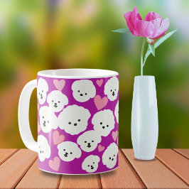 Caneca De Café Fluffy Bichon e Hearts Mug