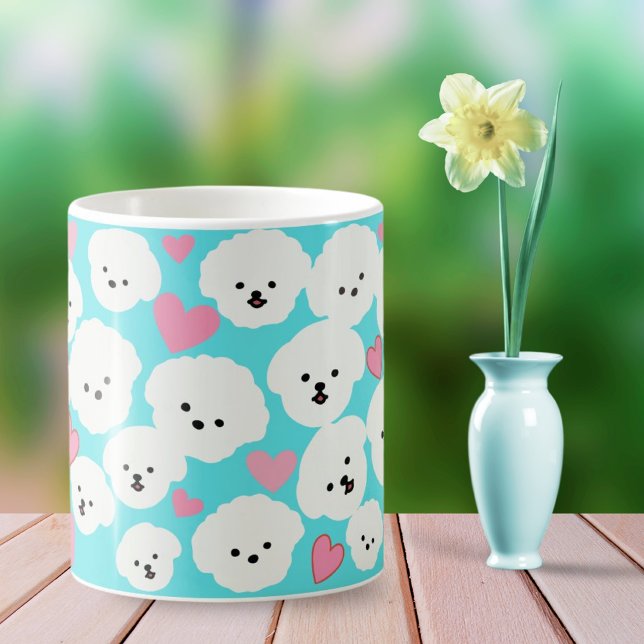 Caneca De Café Fluffy Bichon e Hearts Mug (Criador carregado)