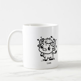 Caneca De Café Fluffy Buffalo Baby - Kawaii Fazenda Animal