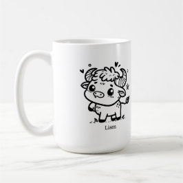 Caneca De Café Fluffy Buffalo Baby - Kawaii Fazenda Animal