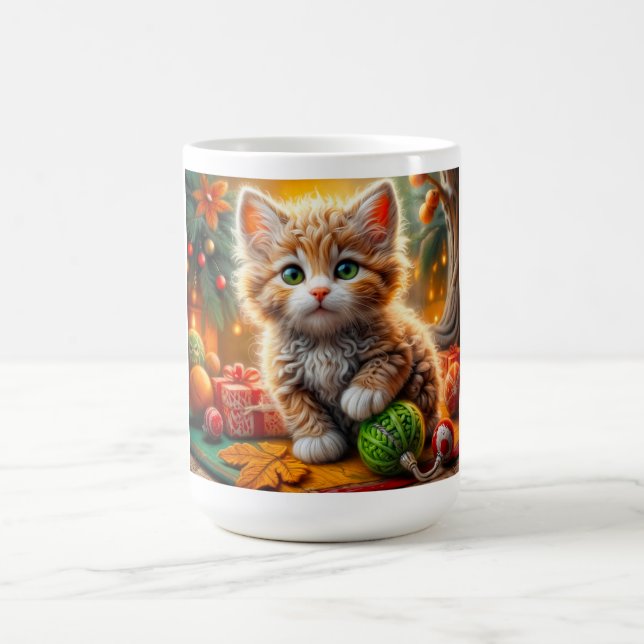 Caneca De Café Fluffy Christmas Kitten (Centro)