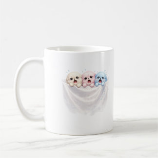 Caneca De Café Fluffy Trio in Panic – Cute Pastel Creatures