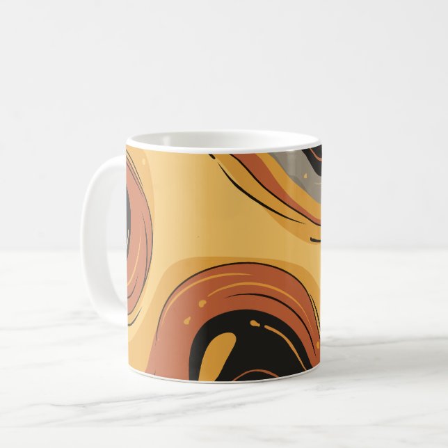 Caneca De Café Fluindo Ondas Retro (Frente Esquerda)