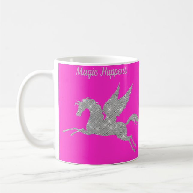 CANECA DE CAFÉ FLURO PINK SILVER SPARKLE UNICORN MUG (Esquerda)