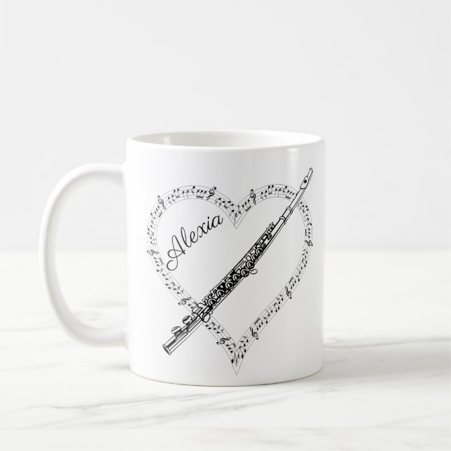 Caneca De Café Flute Music Notes Café Mug (Esquerda)