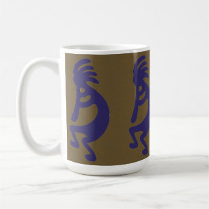 Caneca De Café Flute Playing Kokopelli Figura 1 - Azul em verde