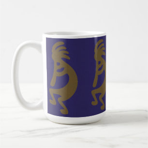 Caneca De Café Flute Playing Kokopelli Figura 1: Verde sobre azul