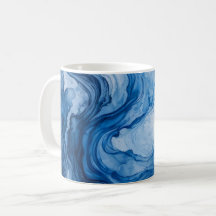 Fluxo Azul Harmonioso Azul Branco Abstrato