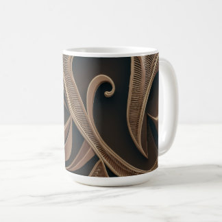 Caneca De Café Fluxo Botânico Dourado Elegante