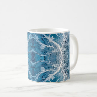 Caneca De Café Fluxo Cósmico Sagrado - Simetria de Prata Azul