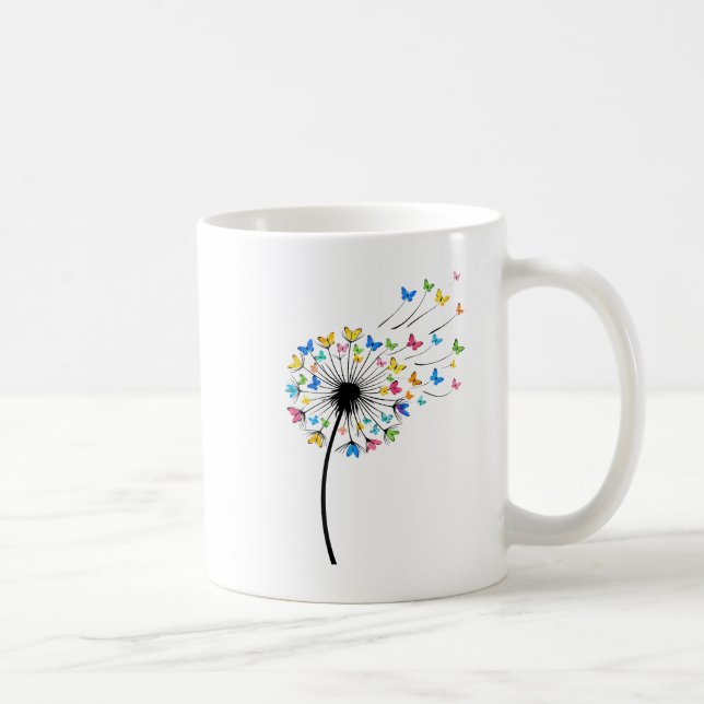 Caneca De Café Fluxo de borboleta de dente-de-leão (Direita)