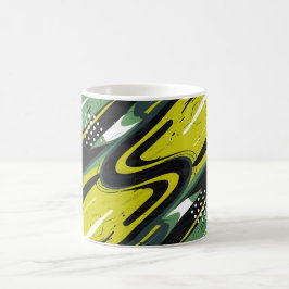Caneca De Café Fluxo dinâmico verde e Abstrato de Verde limão