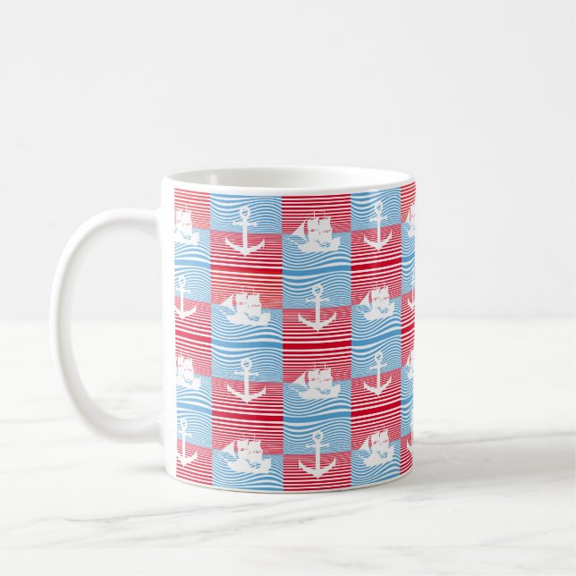 Caneca De Café Fluxo do veleiro e da âncora (Esquerda)