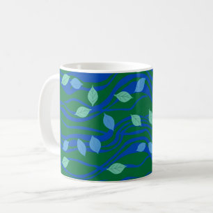 Caneca De Café Fluxo Elemental Esmeralda Verde Cobalto Azul com F