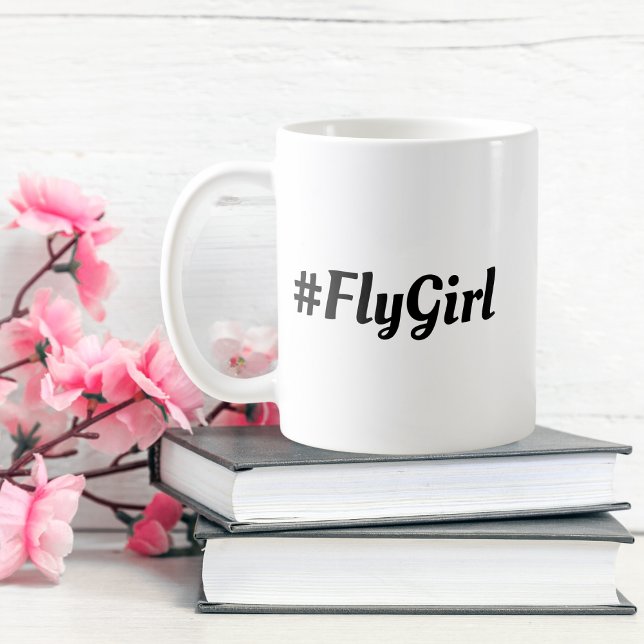 Caneca De Café #FlyGirl Tipografia Viagem Simples,Moderna (Criador carregado)