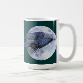 Caneca De Café Flying Black Raven & Moon Celtic, Wiccan