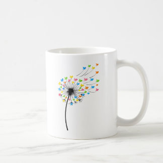 Caneca De Café Flying colorful birds dandelion flow