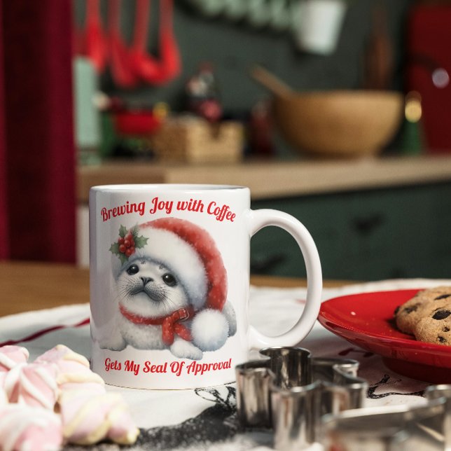 Caneca De Café Foca Bebê Adorável de Férias  (Criador carregado)