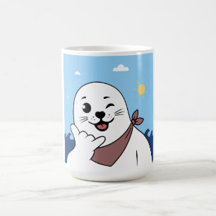 Caneca De Café Foca Piscando de Olho Vestindo Bandana Fazendo Sin