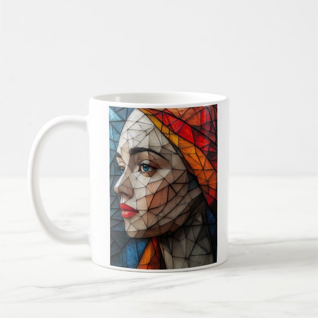 Caneca De Café Foco desfocado com arte de clareza geométrica (Esquerda)