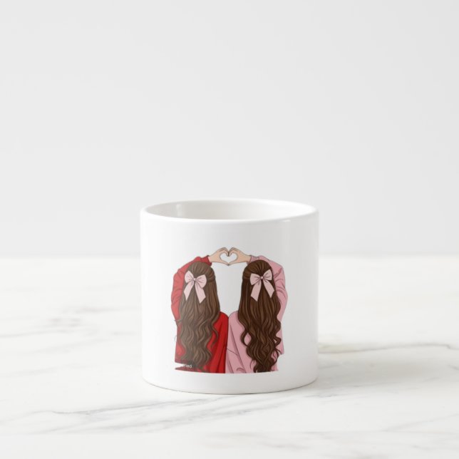 Caneca de Café Fofa com o Sinal do Coração das Mel (Frente)