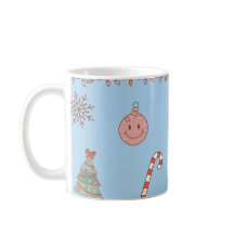 Fofo Azul Claro de Natal Nostálgico Retro Pastel